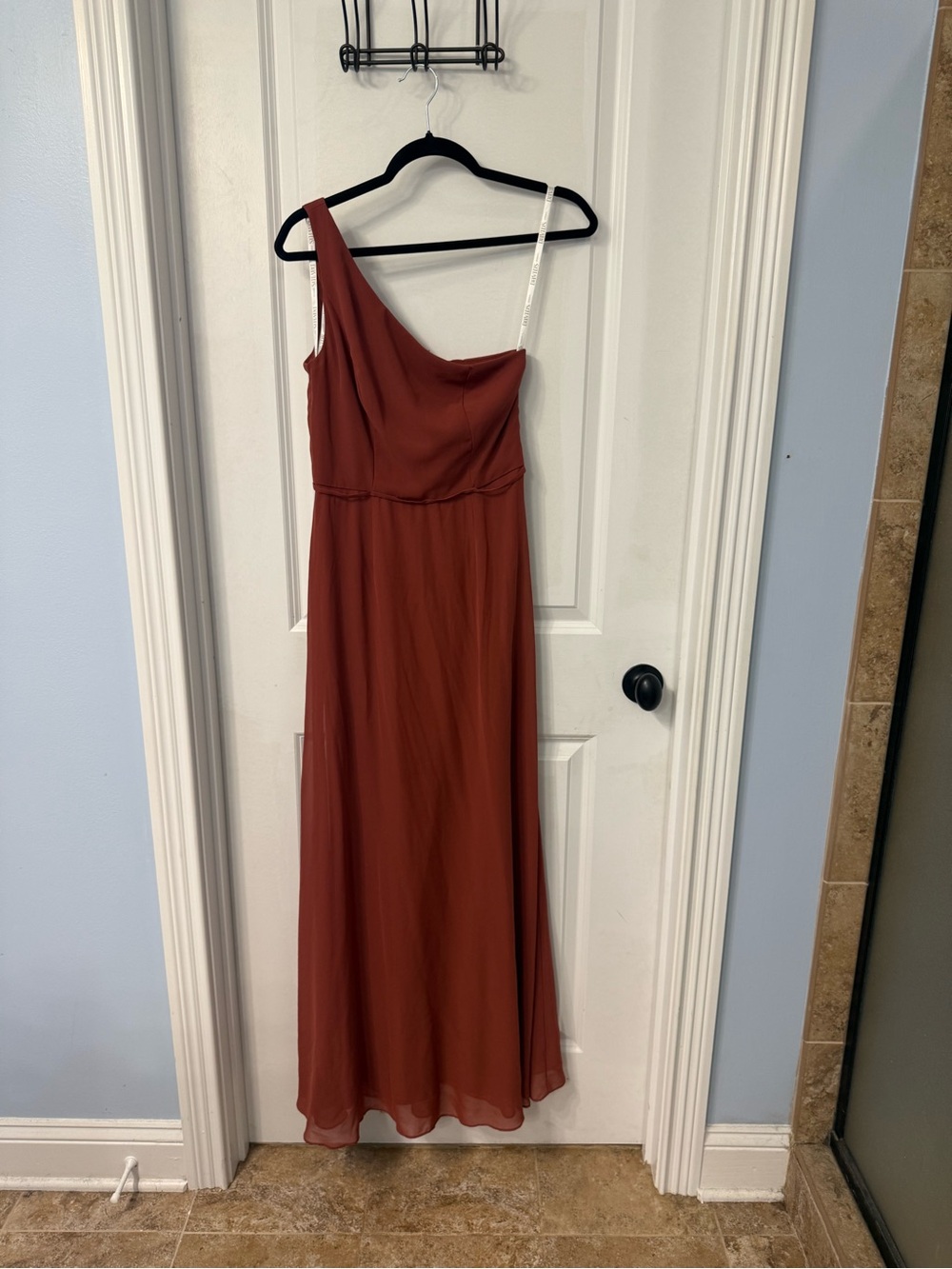 David's Bridal One-Shoulder Rust/Burnt Orange Formal Gown